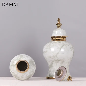 Creativitatea Aur Accident Vascular Cerebral Vaza Ceramica Modernă Chineză Textură De Marmură Plante Decorative Ghivece, Ornamente De Living Vaze De Flori