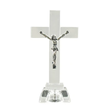 Cristal Isus de Cruce, Statuie pentru Acasă Biserică Desktop Decor Ambarcațiunile de Ornament