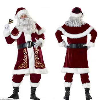 Crăciun Moș Crăciun Costum Adult de Craciun de Cosplay Costum de Lux Roșu de Catifea de Lux Set Xmas Party Costum Om S-XXL
