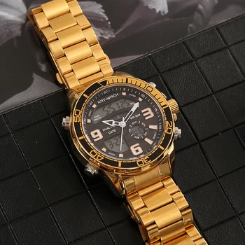 De Lux 2022 Brand De Top Cronograf Ceasuri De Mana Barbati Afișaj Dual Sport Militare De Aur Cuarț Încheietura Ceasuri Omul Ceas Ceas De Mână