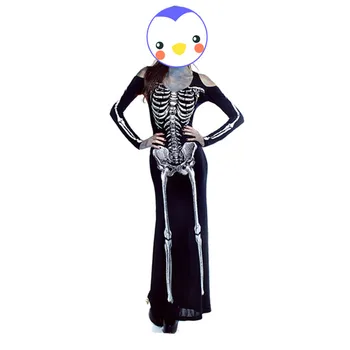 De Vânzare La Cald Halloween Joc De Rol Costume Înfricoșătoare Diavolul Vrăjitoare Craniu Costum Schelet Femeile Club De Noapte, Petrecere Timp Cosplay Dress