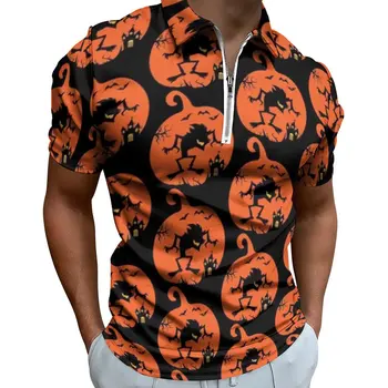 Halloween Lup Casual T-Shirt Animal Print Tricouri Polo cu Fermoar Cool Tricou Om Grafic Haine Plus Dimensiunea 4XL 5XL
