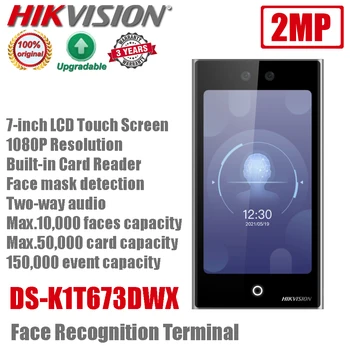 Hikvision DS-K1T673DWX 2MP Ecran de 7 inch de Recunoaștere a Feței Acces Terminal Audio cu Două căi de Acces Control Built-in Cititor de Carduri