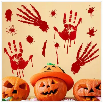 Horror de Halloween Decoratiuni Autocolante de Perete Amprentă Însângerată Blooding Amprenta Piciorului Tapet 3D