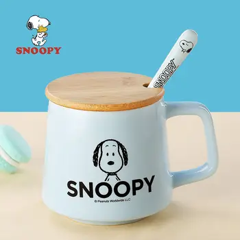 Ins Anime Snoopyed Ceramica Cana de Desene animate Cuplu Ceașcă de Moda pentru Femei Potabilă Ceașcă de Cafea de Origine Cupa cu Capac Lingura de Cana Cadou