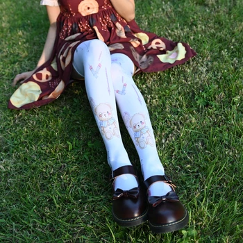 Japoneze Fete Kawaii Lolita Mare Ciorapi Drăguț Urs De Imprimare Șosete Moale Fata Chilot Loli Cosplay Gothic Lolita Colanti