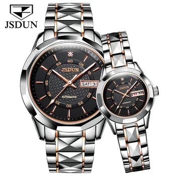 JSDUN 2021 Brand Nou Cuplu Automat Mechanical Ceas Barbati Ceas de Lux din oțel Inoxidabil rezistent la apa moda simplu feminin ceas