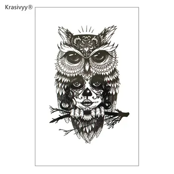 Krasivyy tatuaje temporare autocolante moda cool owl băiat tatuaj nou flash tatuaje inserați codul machiaj fete încheietura mâinii apă hârtie de transfer