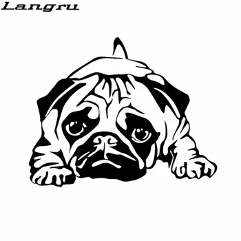Langru 15.7*12.5 CM Amuzant Model de Vinil Decal Drăguț Câine Pug Creative Autocolant Auto Accesorii Jdm
