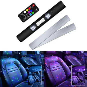 LED-uri RGB Masina Atmosferă Lampa USB Wireless Lampa Acoperiș Lumina de Stele mai Multe Moduri de Automobile Ambientale Interior Decorative Lumini de Partid