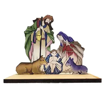 Lemn De Naștere Lui Isus Iesle Seta Scena Nașterii De Crăciun Figurine Pentru Seminee Decor Cameră De Zi Catolică Sfânta Familie Ornamente