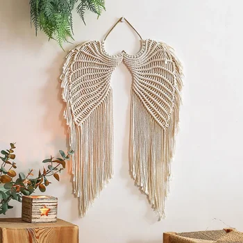 Macrame Boho Tapiserie Stil Nordic Îngeri Aripa Decor De Perete Meserii Țesute Boem Tapiserie Pentru Dormitor, Living Decor Acasă
