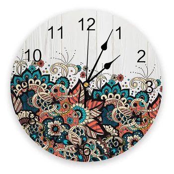 Mandala cu Flori de Cereale din Lemn, PVC Ceas de Perete Camera de zi de Decorare Ceas de Perete cu Design Modern Acasă Decorul de Perete Ceas Digital