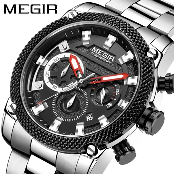 MEGIR de Brand de Afaceri Cuarț Ceas pentru Bărbați Relogio Masculino din Oțel Inoxidabil Armată Militar Ceasuri Cronograf Ceas de Ceas