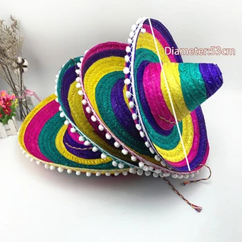 Mexican Hat Party Colorat Margine Largă Pălării De Paie Bărbați Femei De Vară În Aer Liber La Soare Pălărie Sombrero Petrecere De Halloween Decor