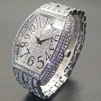 MISSFOX Bărbați Ceasuri Rafinate Bena din Otel Inoxidabil Argintiu Masculin Cuarț Încheietura Ceasuri de Lux Diamant Impermeabil Bărbați Ceasuri