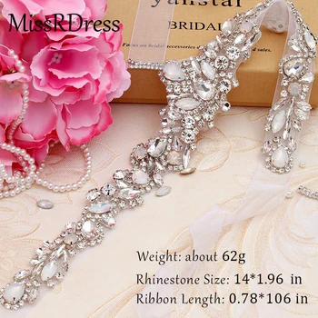 MissRDress Opalul Nunta Centura de Cristal lucrate Manual pentru Mirese Eșarfă Elegant Argint Pietre de Mireasa Curea Pentru Rochii de Mireasa JK917