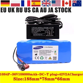 NOI 36V baterie 10S4P100Ah bateria 500W baterie de mare putere 42V 100000mAh Ebike biciclete electrice BMS+42V2A Încărcător
