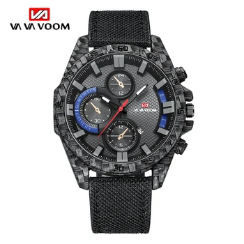 Noi Mens Ceasuri VAVA VOOM Brand de Top din Piele curea Nailon Impermeabil Sport Automatic Data Cuarț Ceas Pentru Bărbați Мужские часы