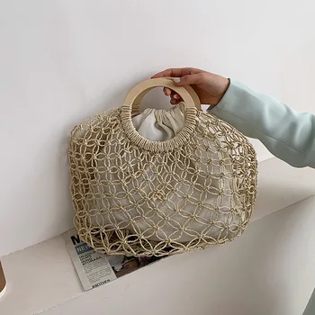 Nou Gol sac de Paie de Moda de mână-țesute sac Geanta casual pentru Femei geanta de Plajă