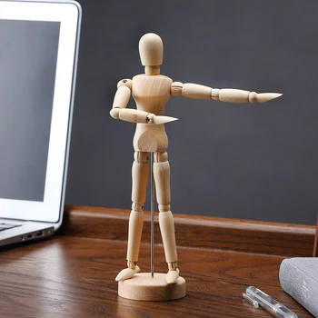 Noua Creatie Din Lemn De Artă Model De Ornamente Articulații Mobile Din Lemn Bărbat Figura Jucării Acasă Living Office Desktop Decoratiuni