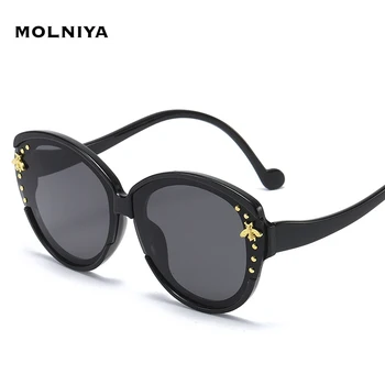 Noua Moda Rotund ochelari de Soare Femei Pic de Albine, Supradimensionate, ochelari de Soare Cadru de Epocă Gradient de Ochelari de soare UV400