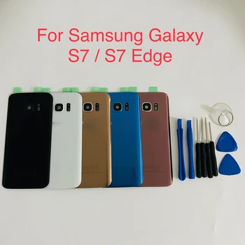 Noul Panou Spate Sticla Bateria Capacul din Spate Pentru Samsung Galaxy S7 G930 G930F G930FD S7 Edge G935 G935F G935FD + Autocolante Lentilă aparat de Fotografiat