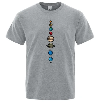 Nouă Planete Mens T-Shirt Univers Sistemul Solar Barbati Topuri Brand Scurt Mâneci O-Neck T Shirt Planete Culoare Vintage Tee Shirt