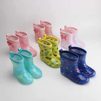 NOUĂ Primăvară Copii Cizme de Ploaie Moale rezistent la apa pantofi Toamna Băieți și Fete Desene animate Fluture nod Glezna cizme
