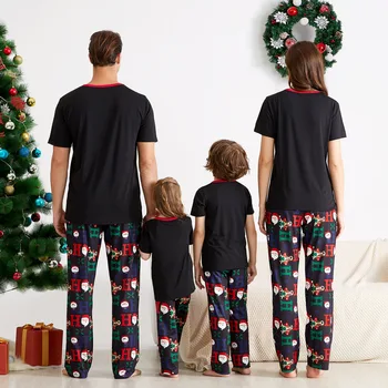 PatPat Familie de Potrivire Negru de Sus și Pantaloni de Moș crăciun de Crăciun Seturi de Pijamale (Rezistente la Flacără)