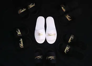 Personalizate titluri negru alb mireasa spa papuci zi de onoare petrecere a Burlacelor, cadouri, favoruri de partid