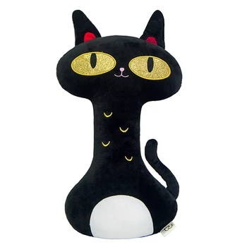 Pisica Neagra Din Pluș Jucărie De Pluș De Desene Animate Anime Magic Fată Pisica De Pluș Pernă De Aur, Ochii De Pisica Îmbrățișare Mesaj Perna Decor Acasă