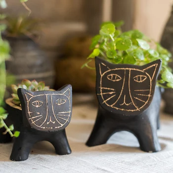 Pisica Neagră Artă Abstractă Ghiveci Decorativ De Stocare Alimentar Gradina Gradinarit Ornamente Cadou