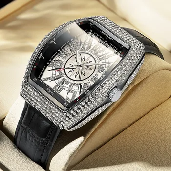 Plin De Diamante Ceasuri Barbati Brand De Lux Curea Din Piele Luminoasă Cuarț Mens Watch Sport Impermeabil Ceasuri Relogio Masculino