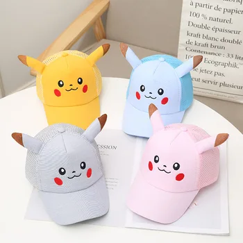 Pokemon Pikachu Copii Caciula Copii de Plasă pentru pălărie Drăguț Băieți și Fete Umbra Respirabil Desene animate Forma de Cadou
