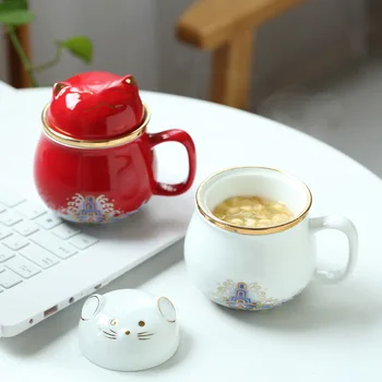 Portabil ceramice de aur contur birou cana de ceai cu filtrare separare a apei