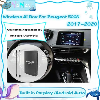 Qualcomm Mini Wireless AI Cutie Pentru Peugeot 5008 2017-2020 Android Carplay Plug și să se Joace Auto Smart Box Google YouTube Netlix Video