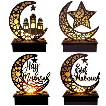Ramadan Eid Mubarak Decoratiuni pentru Casa Luna LED-Lumanari Lumină Placa de Lemn Agățat Pandantiv Islam, Musulman Eveniment Consumabile Partid