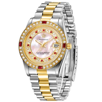 REGINALD Brand de Top Ceas Barbati Diamante Ceas de Aur pentru Bărbați 316L din Oțel Inoxidabil Auto Data Cuarț Ceasuri de mana Barbati Reloj Relogio