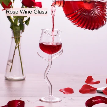 Rose Pahar de Vin Set Floare Trandafir Formă de Sticlă de Vin Reclamele Floare Trandafir Pocal Pentru Petrecere Acasă Reclame Pocal de Sticlă wzpi