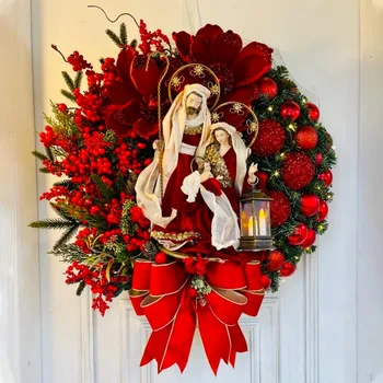 Sacră De Crăciun Decor Acasă De Crăciun Coroană De Flori Agățat Ornamente Usa De Perete Decoratiuni Craciun Fericit Ghirlanda Artificiala