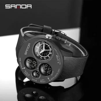 SANDA Bărbați Ceasuri Quartz Impermeabil Sporturi Militare Ceas Digital cu LED Pentru Masculin Dual Display Ceasuri Relogio Masculino