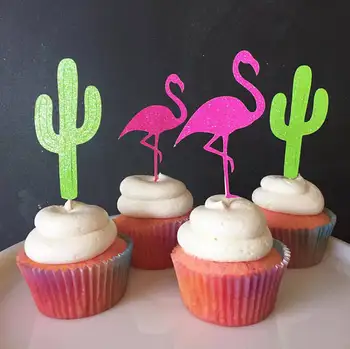 SCLIPICI Fiesta Flamingo și Cactus nunta de ziua cupcake toppers petrecere copil de dus decor gogoasa foodtoothpicks