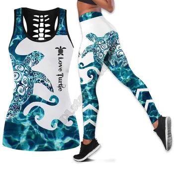 Sea turtle Polineziene 3D Imprimate Gol Rezervorul Legging Costum sexy Yoga de Fitness Moale Legging Femei de Vară Pentru Fete 47