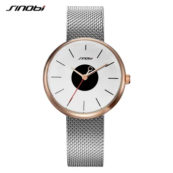 SINOBI Brand de Lux de Top Ultrathin Femei Ceasuri Casual Așchie de Cuarț Ceasuri de mână Creative Plasă Curea Ceas Montre Femme Relojes