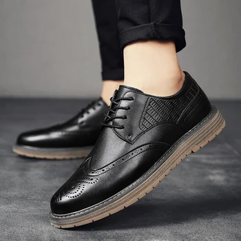 Stil britanic din Piele Bocanc de Barbati Pantofi de Lux lucrate Manual Omul Oxfords Nou Casual Respirabil Pantofi de Afaceri Plus Size37-46