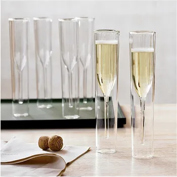 Stil European Pahar de Șampanie cu Perete Dublu Ochelari Fluiere Pocalul Bule Vin Tulip Cocktail Petrecere de Nunta Cupa