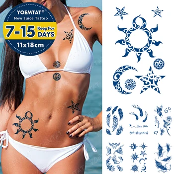 Sucul De Durată Ink Tatuaje Body Art Impermeabil Tatuaj Temporar Autocolant Sun Moon Star Totem Tatuaj Braț Fals Pene Tatuaj Femei