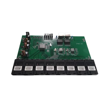 Switch Gigabit Ethernet Fiber Optic Media Converter 8 Port 1.25 G, SC 2 RJ45 10/100/1000M PCBA bord