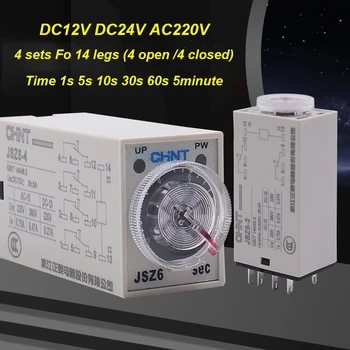 Timpul de Întârziere Releu DC12V DC24V AC220V Latență Calendarul 1s, 5s, 10s, 30s, 60s găsesc la 5 minute de 4 Seturi Fo 14 Picioare (4 Deschis /Închis 4) AC 5 Sec M60